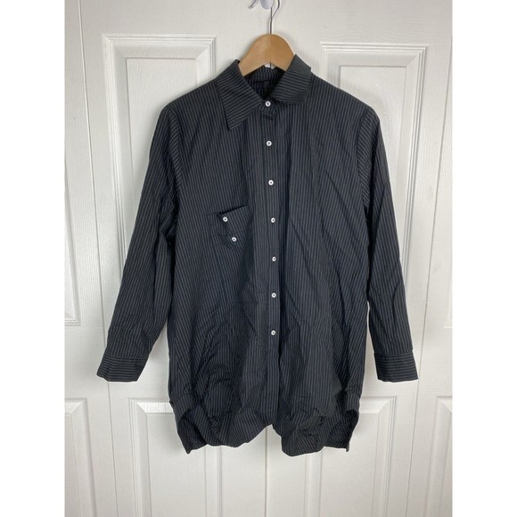 IC by Connie K Tops - IC by Connie K S Button Up Shirt Blouse Artsy Art To Wear Pinstripe Long Sleeve